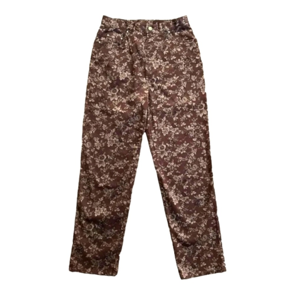 Lauren‎ Ralph Lauren Vintage 90s Rust Reddish Brown Straight Floral Jeans Sz 18W